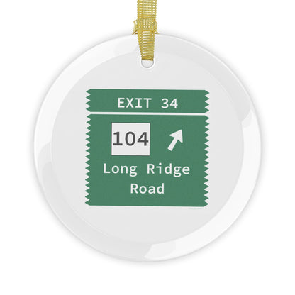 Vintage Merritt Parkway Exit 34 Glass Ornaments