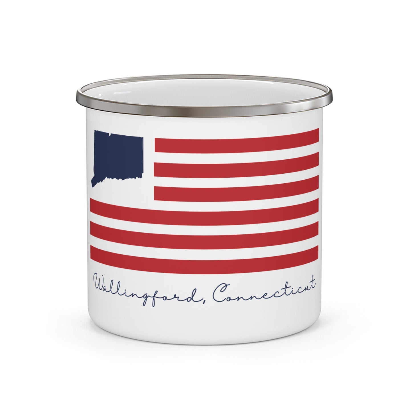 Wallingford Connecticut Flag Enamel Camping Mug