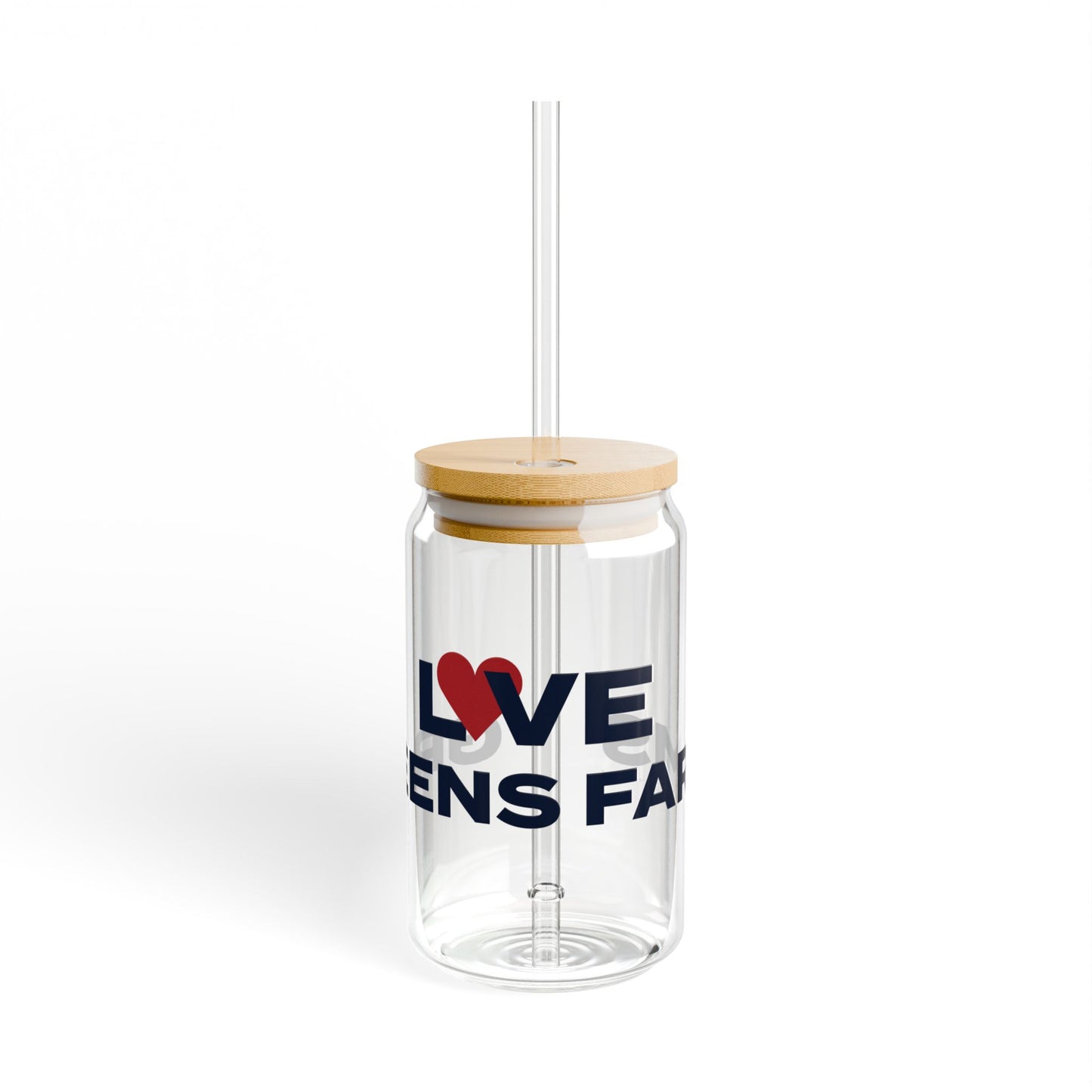 Love Greens Farms Glass Can with Straw and Lid, 16oz