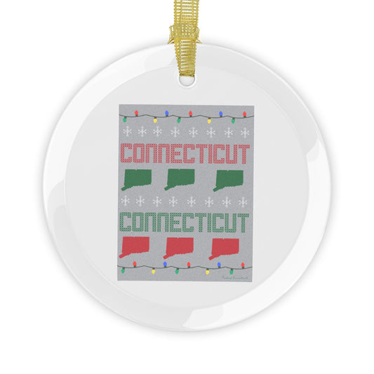 Connecticut Ugly Holiday Glass Ornaments