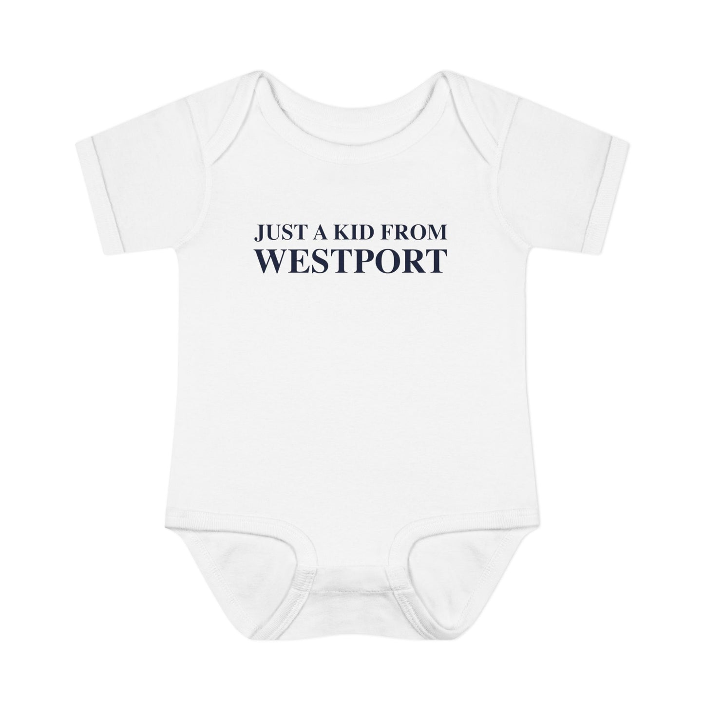 Just a kid from Westport Infant Baby Rib Bodysuit