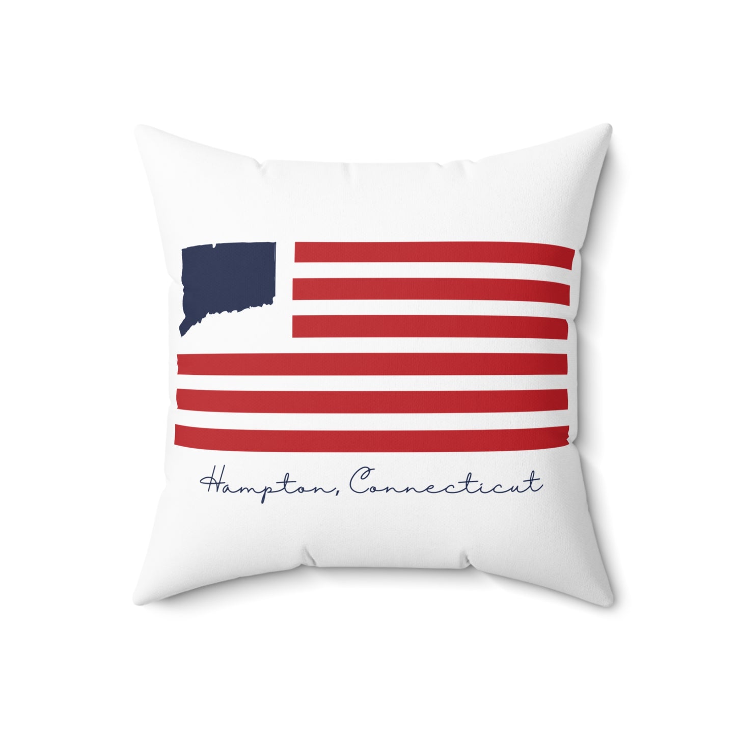 Hampton Connecticut Flag Spun Polyester Square Pillow