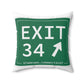 Vintage Exit 34 Merritt Parkway Sign Spun Polyester Square Pillow