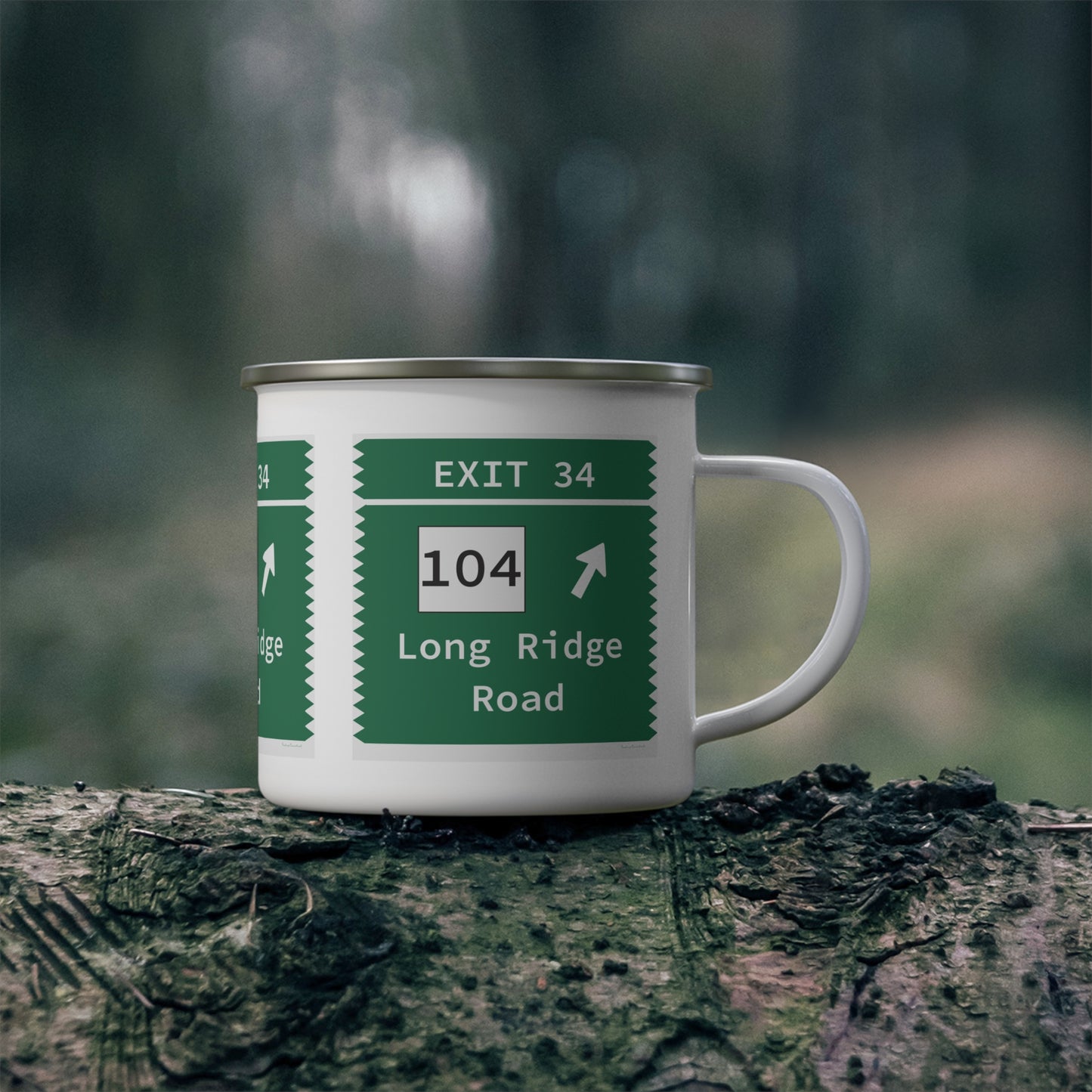 Vintage Merritt Parkway Exit 34 Sign Enamel Camping Mug