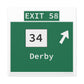 Vintage WCP Exit 58 Sign Matte Canvas, Stretched, 1.25"