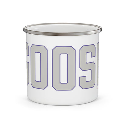 Goose Zip Code - Gray & Purple Enamel Camping Mug
