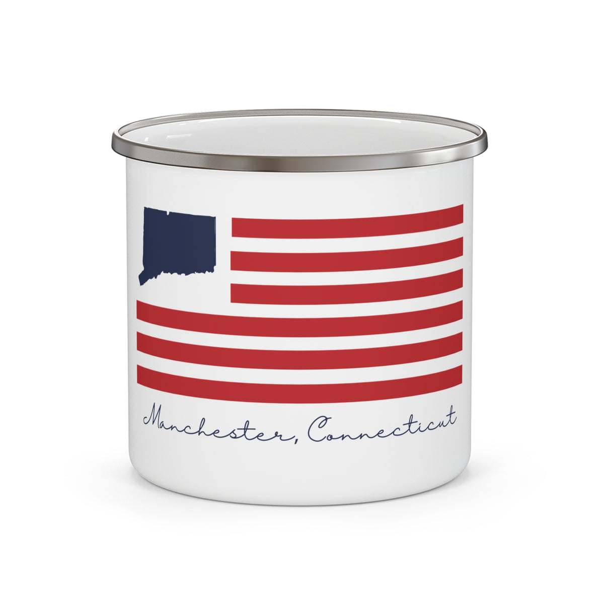 Manchester Connecticut Flag Enamel Camping Mug