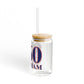 860 Windham Red, White & Blue Glass Can with Straw and Lid, 16oz