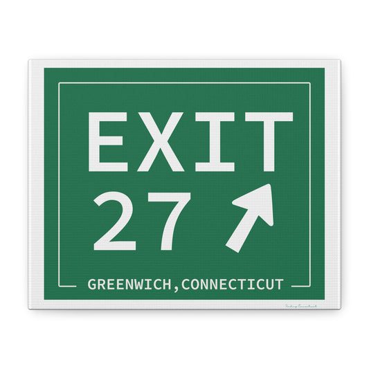 Vintage Exit 27 Merritt Parkway Sign Matte Canvas, Stretched, 1.25"