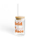 Plainfield is My Happy Place Glass Can with Straw and Lid, 16oz