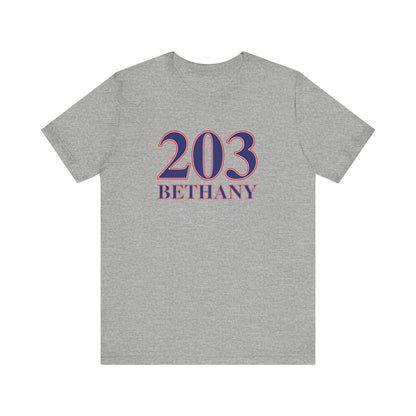 203 Bethany Red White & Blue Unisex Jersey Short Sleeve T-Shirt