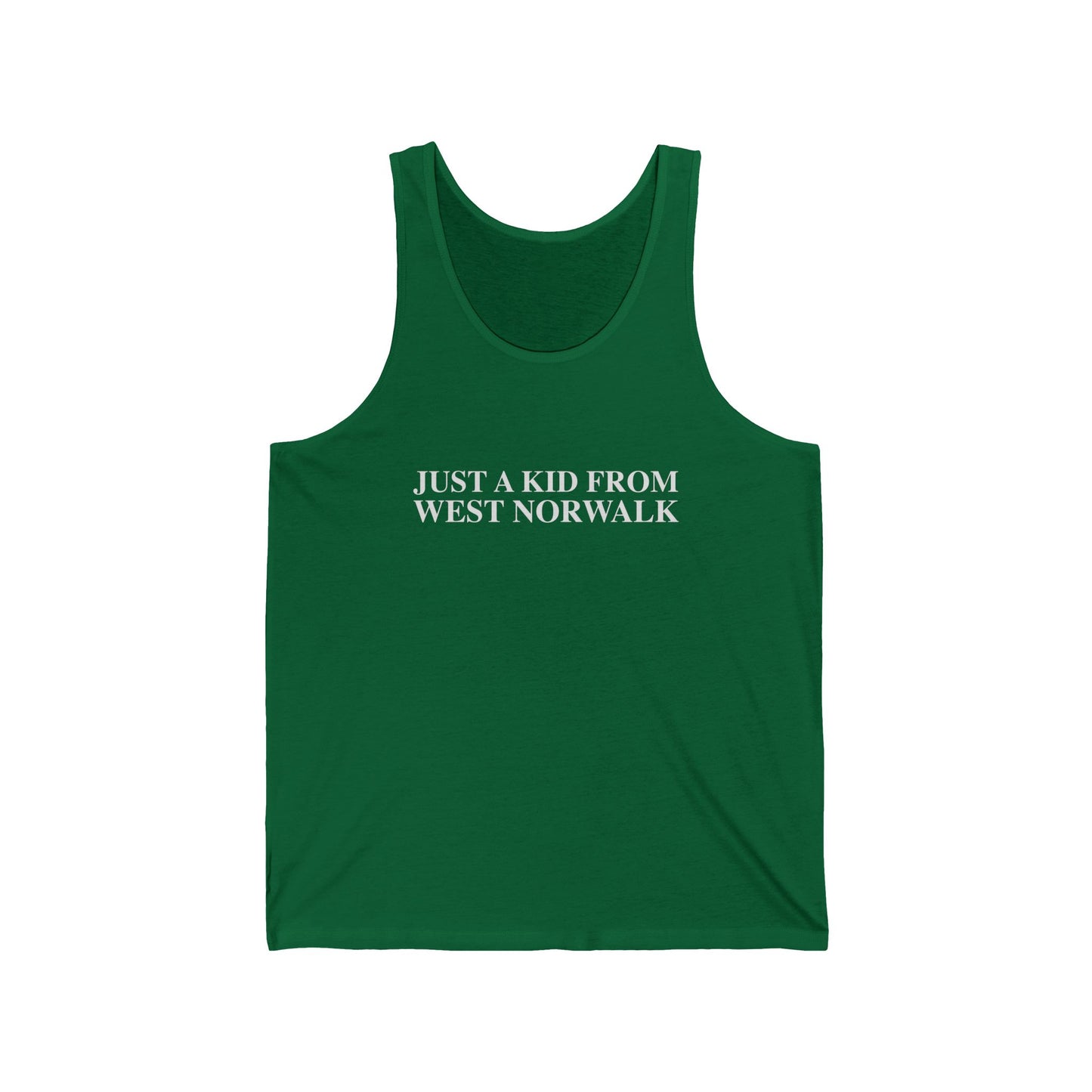 Just a kid from West Norwalk Unisex Jersey Tank Top