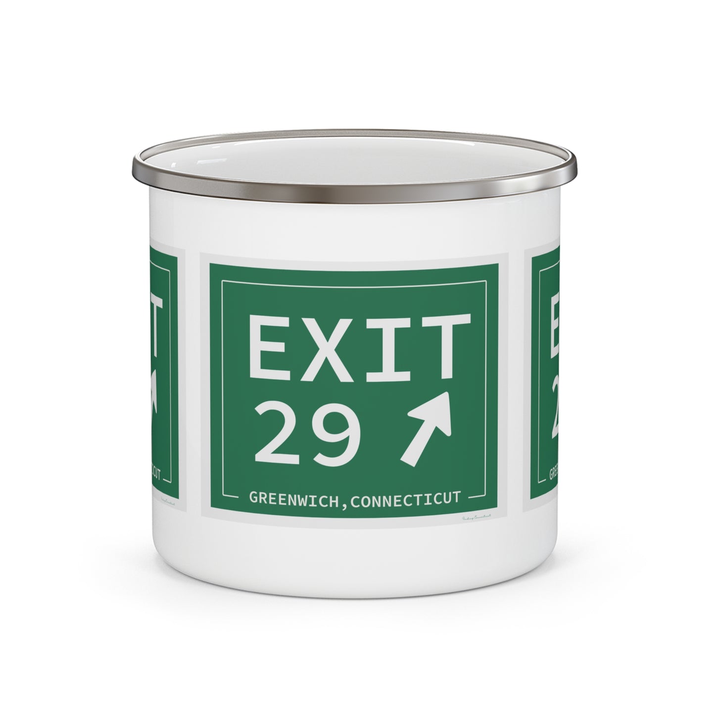 Vintage Exit 29 Merritt Parkway Sign Enamel Camping Mug