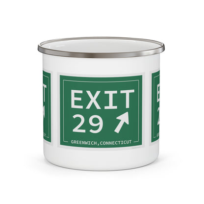 Vintage Exit 29 Merritt Parkway Sign Enamel Camping Mug