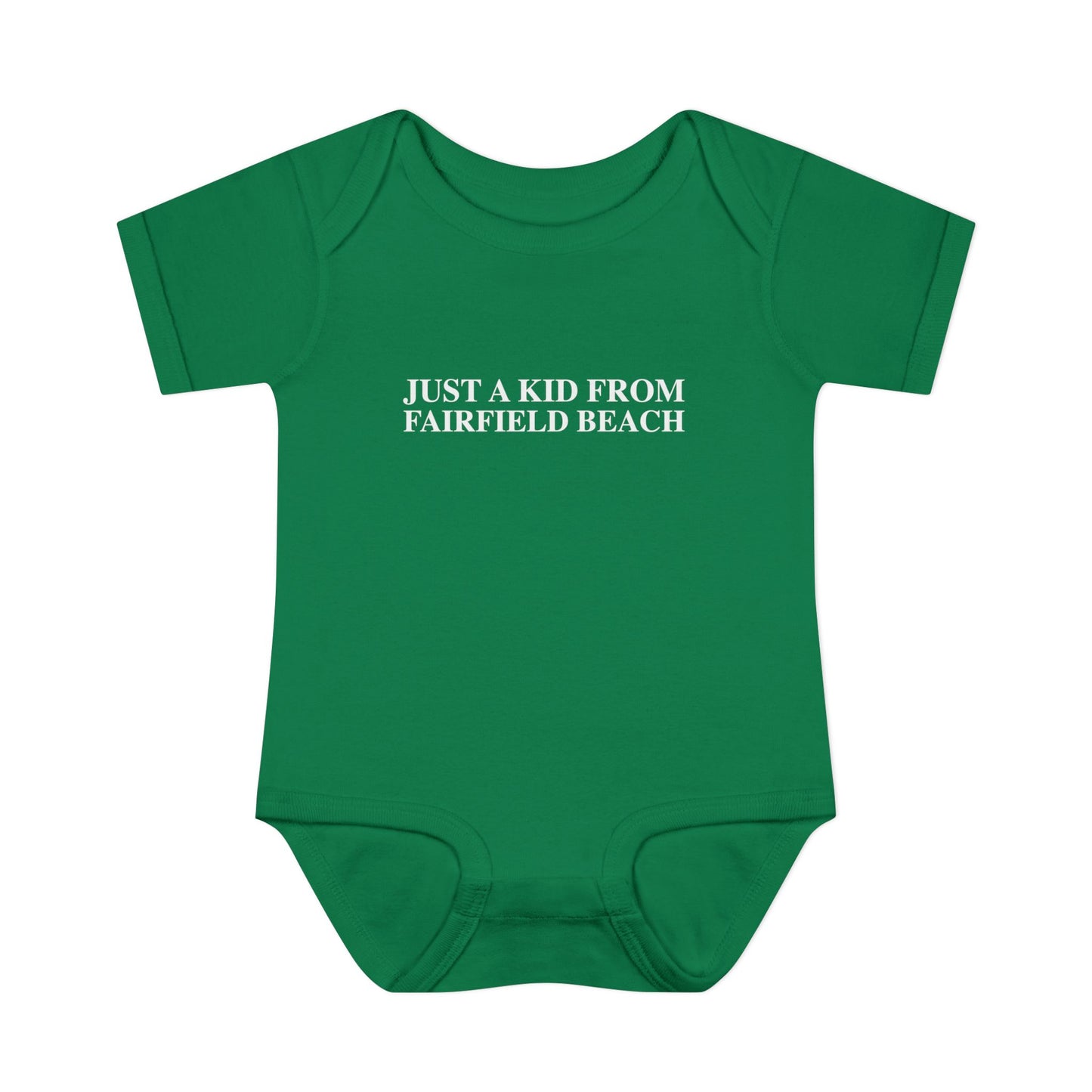 Just a kid from Fairfield Beach Infant Baby Rib Bodysuit