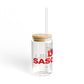 Love Sasco Hill Glass Can with Straw and Lid, 16oz