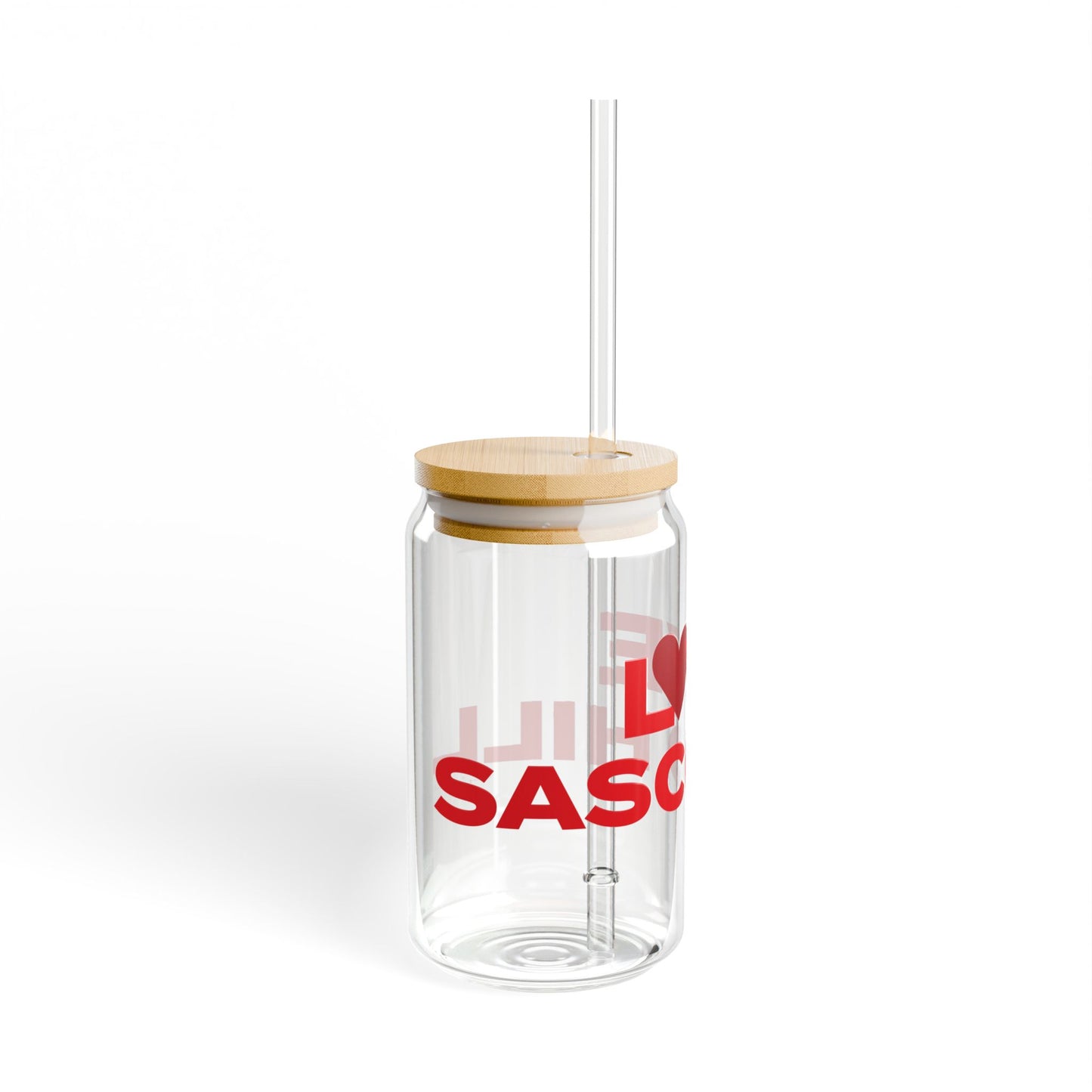 Love Sasco Hill Glass Can with Straw and Lid, 16oz