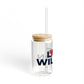 Love Wilton Glass Can with Straw and Lid, 16oz