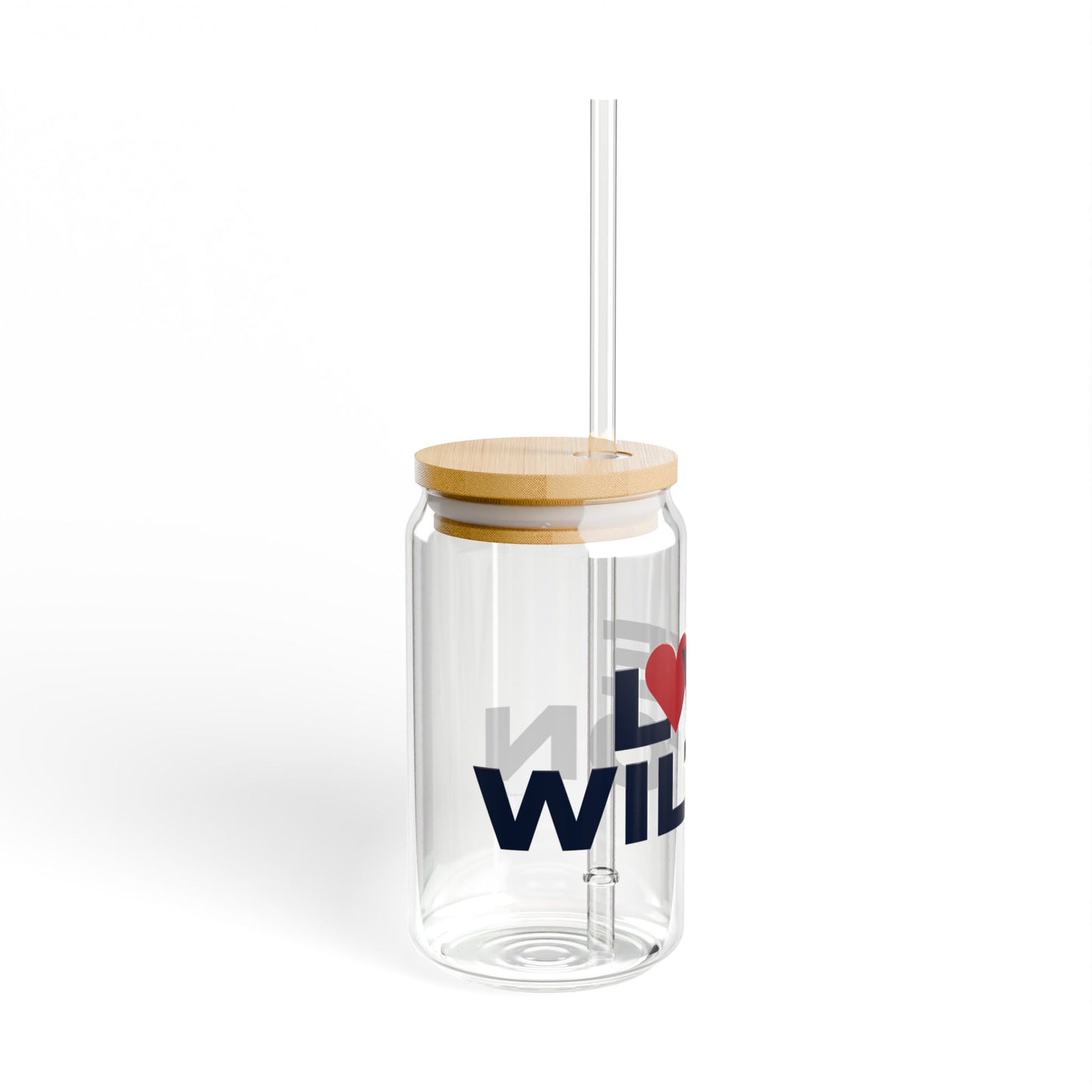 Love Wilton Glass Can with Straw and Lid, 16oz