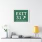 Vintage Exit 31 Merritt Parkway Sign Matte Canvas, Stretched, 1.25"