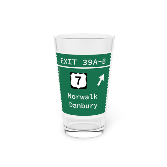 Vintage Merritt Parkway Exit 39 A-B Sign Pint Glass, 16oz