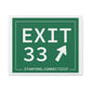 Vintage Exit 33 Merritt Parkway Sign Matte Canvas, Stretched, 1.25"