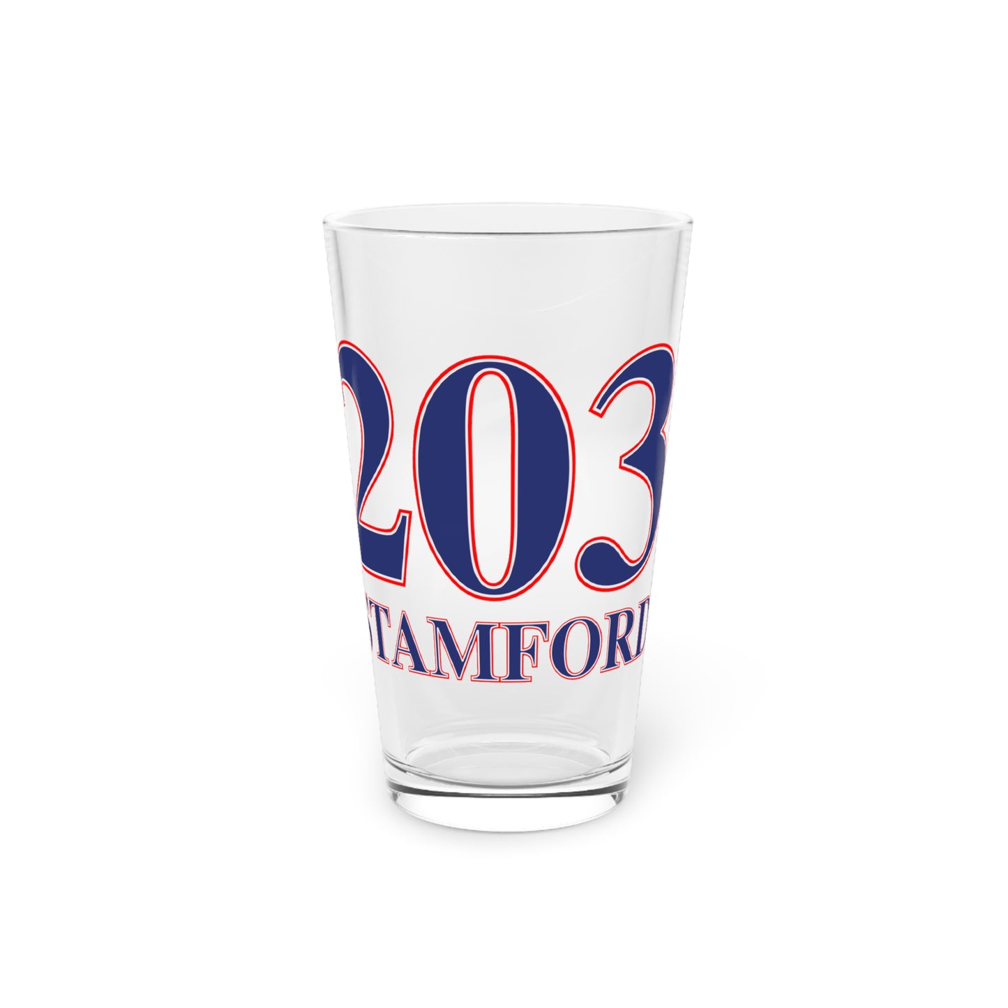 203 Stamford Red, White & Blue Pint Glass, 16oz