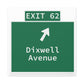Vintage WCP Exit 62 Sign Matte Canvas, Stretched, 1.25"