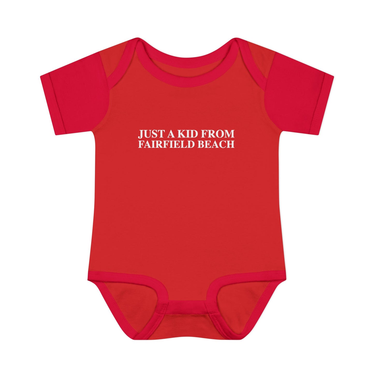 Just a kid from Fairfield Beach Infant Baby Rib Bodysuit