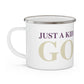 Just a kid listening to Goose - Cream & Purple Enamel Camping Mug