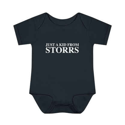 Just a kid from Storrs Infant Baby Rib Bodysuit