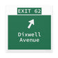 Vintage WCP Exit 62 Sign Matte Canvas, Stretched, 1.25"