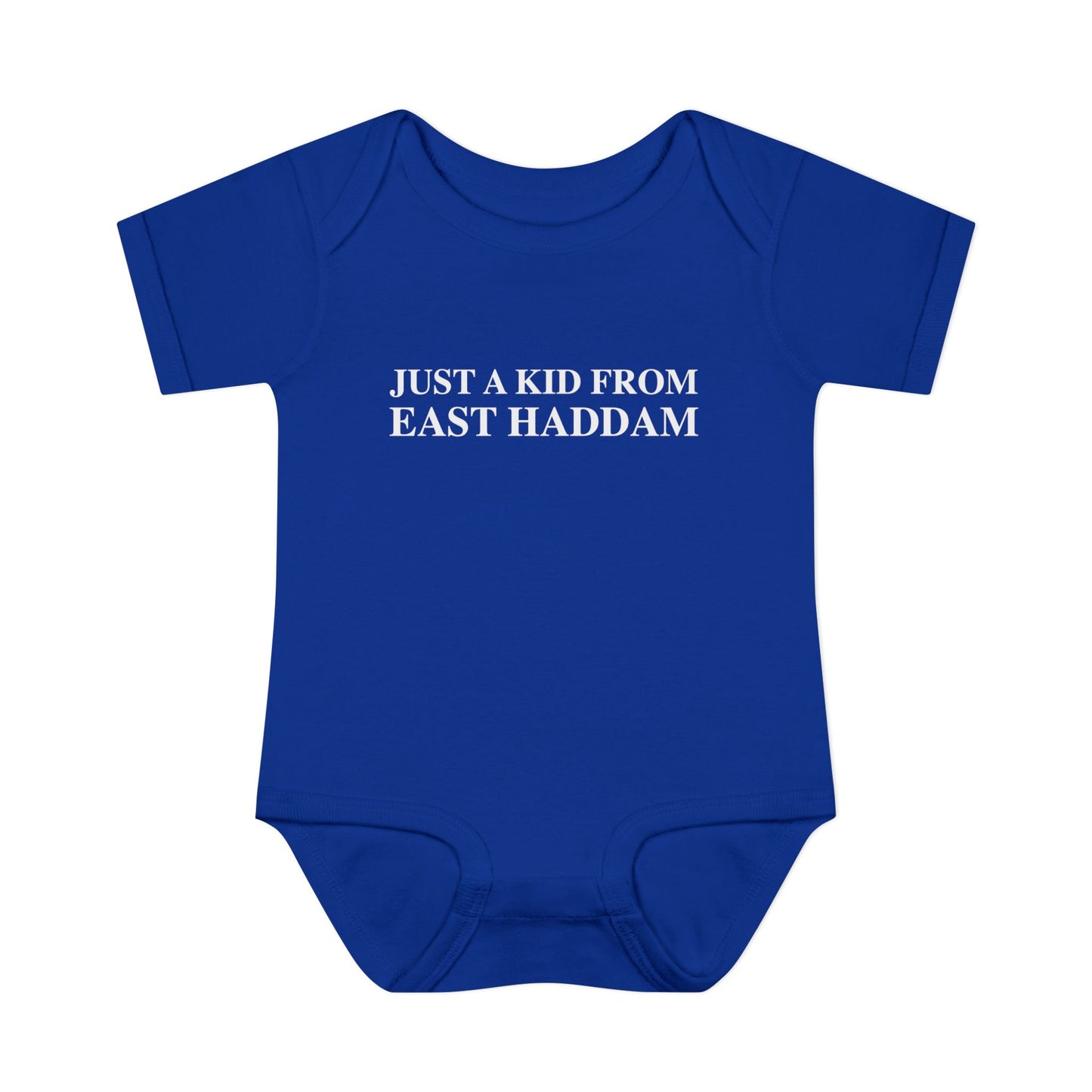 Just a kid from East Haddam Infant Baby Rib Bodysuit