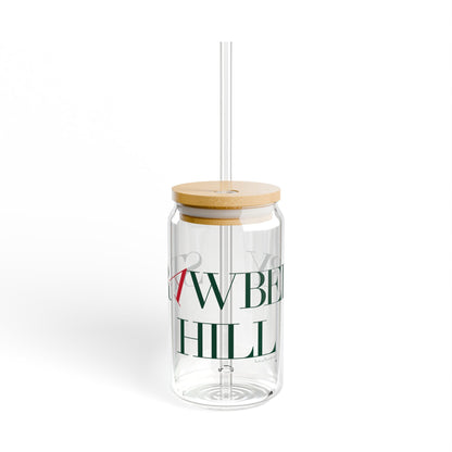 41 Tilt Strawberry Hill Glass Can with Straw and Lid, 16oz