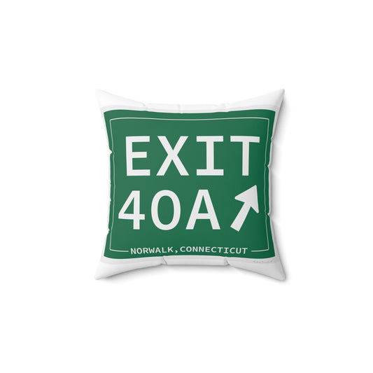 Vintage Exit 40A Merritt Parkway Sign Spun Polyester Square Pillow