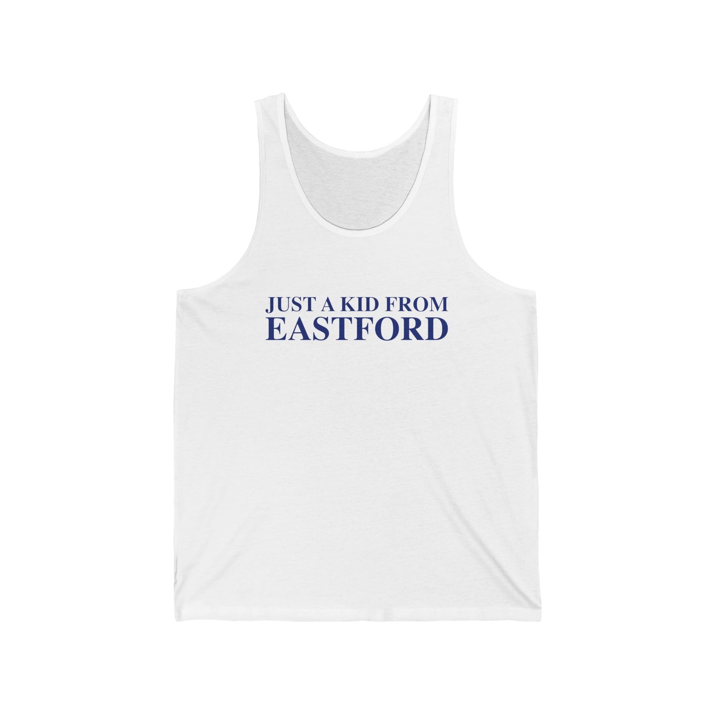 Just a kid from Eastford Unisex Jersey Tank Top