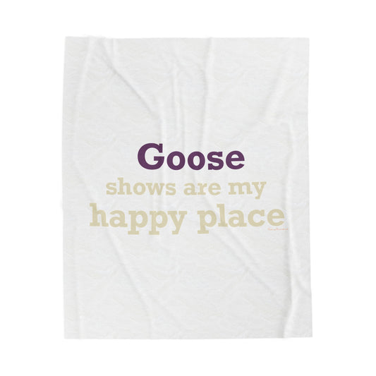 Goose Shows Are My Happy Place  - Cream  & Purple Velveteen Plush Blanket