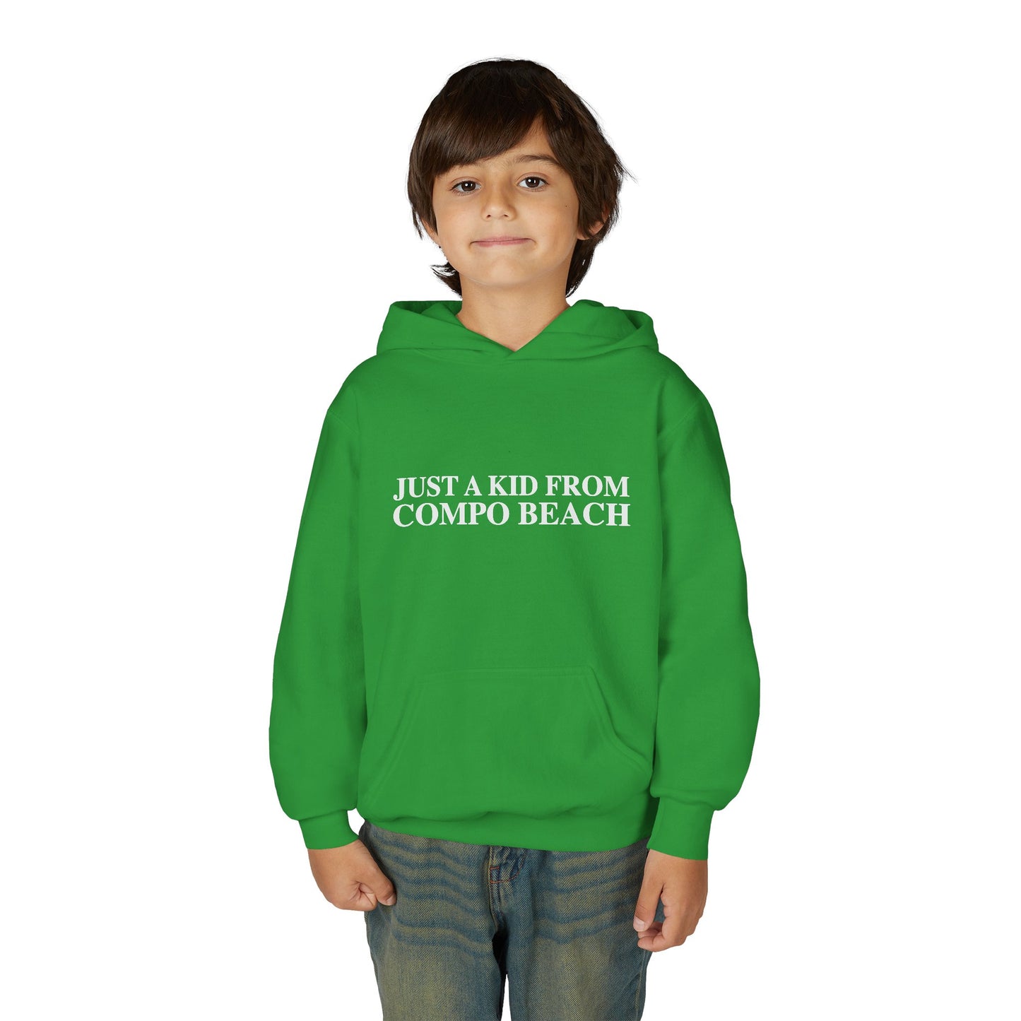 Just a kid from Compo Beach Youth Heavy Blend Hooded Sweatshirt