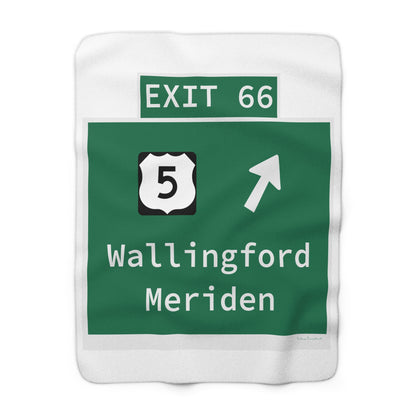 Vintage WCP Exit 66 Sign Sherpa Fleece Blanket