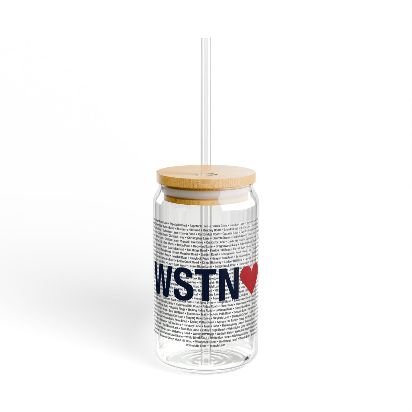 Weston Love Glass Can with Straw and Lid, 16oz
