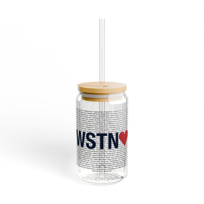 Weston Love Glass Can with Straw and Lid, 16oz