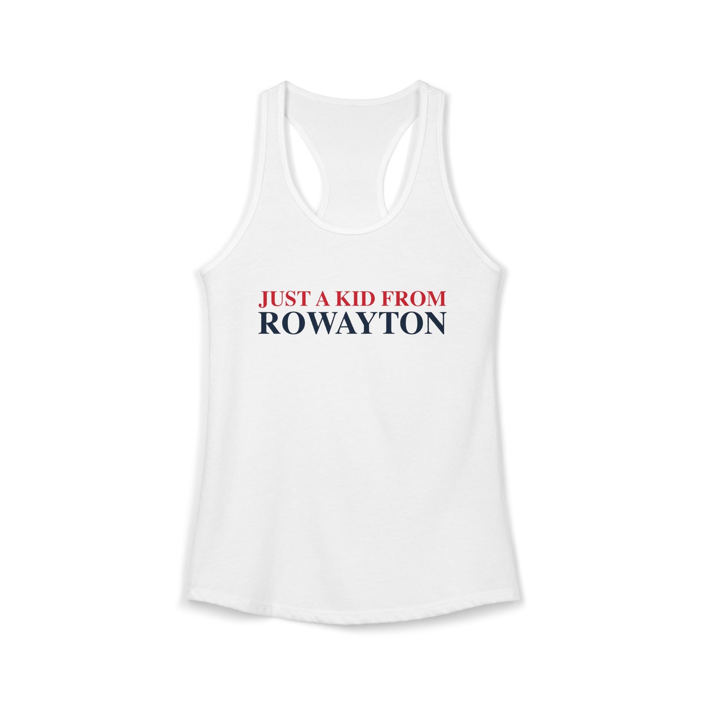 Just a kid from Rowayton Women's Ideal Racerback Tank Top