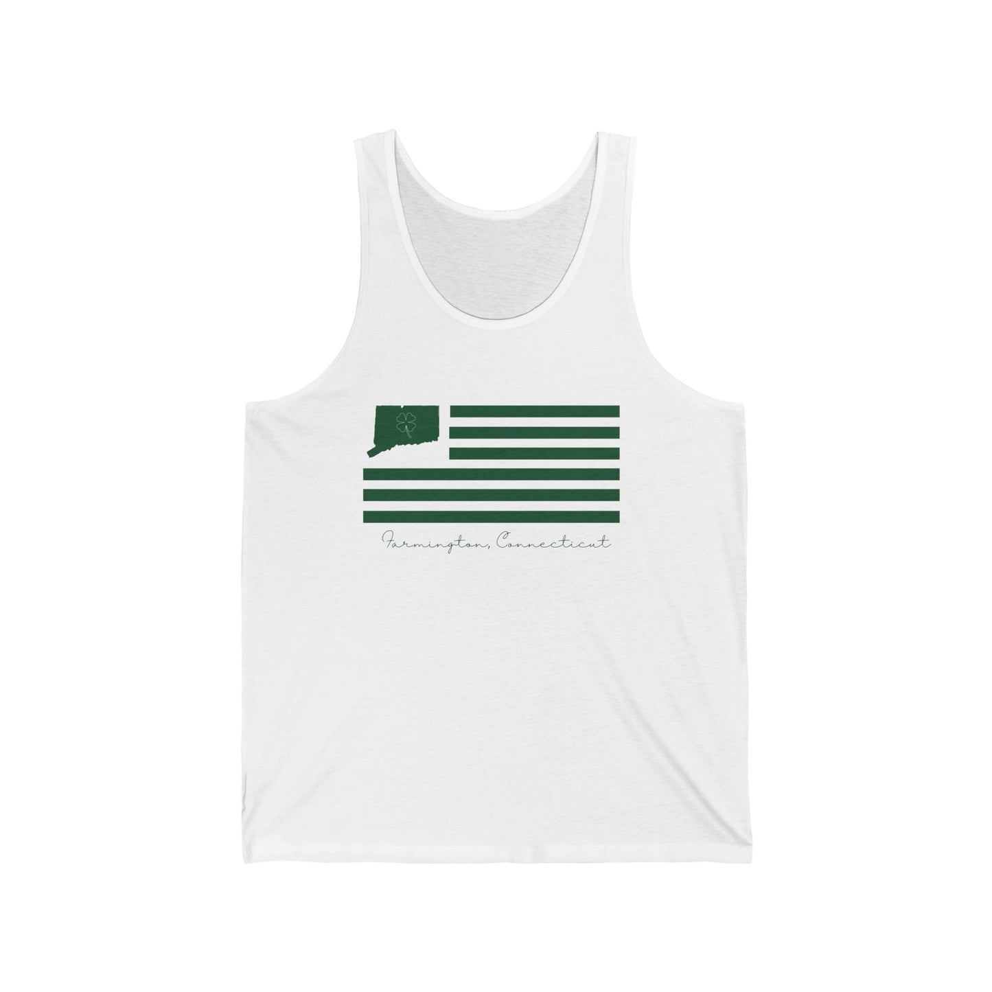 Farmington Connecticut St Patrick’s Day Flag Unisex Jersey Tank Top