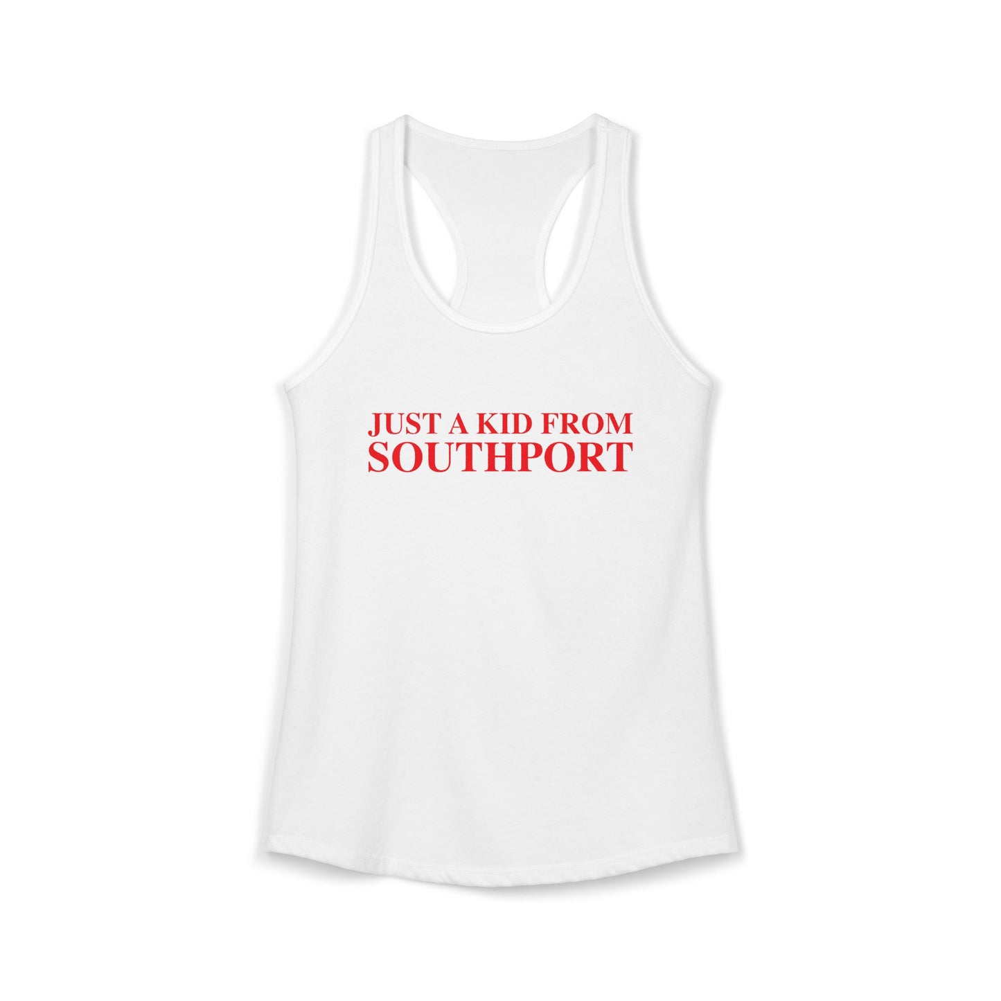 Just a kid from Southport Women's Ideal Racerback Tank Top