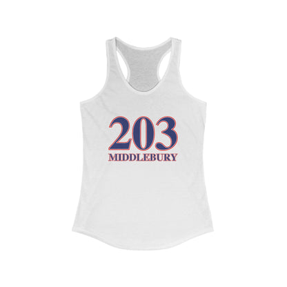 203 Middlebury Red White & Blue Women's Ideal Racerback Tank Top