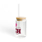 I Heart GRCH Glass Can with Straw and Lid, 16oz
