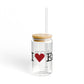 I Heart Easton. Glass Can with Straw and Lid, 16oz