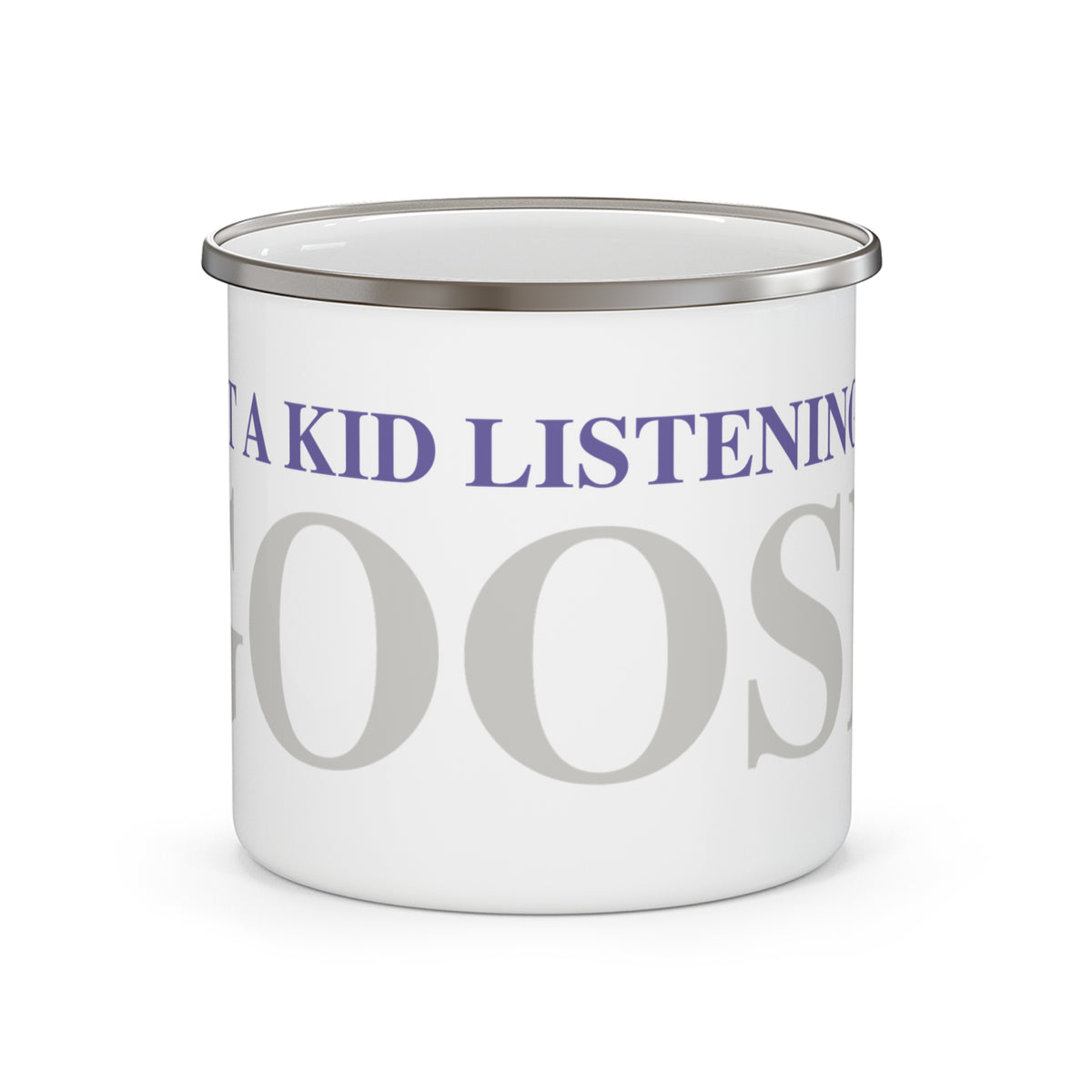 Just a kid listening to Goose - Gray & Purple Enamel Camping Mug