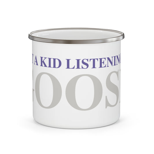 Just a kid listening to Goose - Gray & Purple Enamel Camping Mug