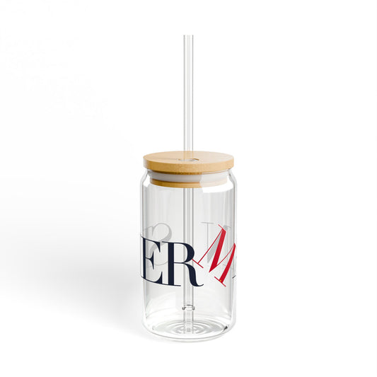 41 Tilt Sherman Glass Can with Straw and Lid, 16oz